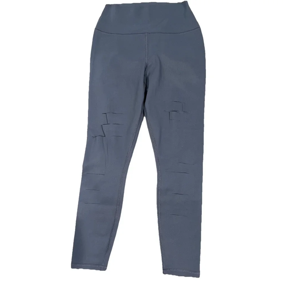 ALO YOGA HIGH-WAIST RIPPED WARRIOR LEGGING Blue Size Medium‎ NWOT